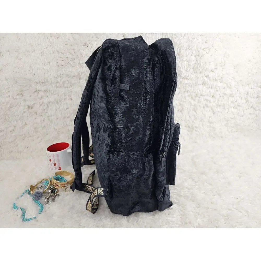 NWT Victoria's Secret Black Backpack Velour NWT